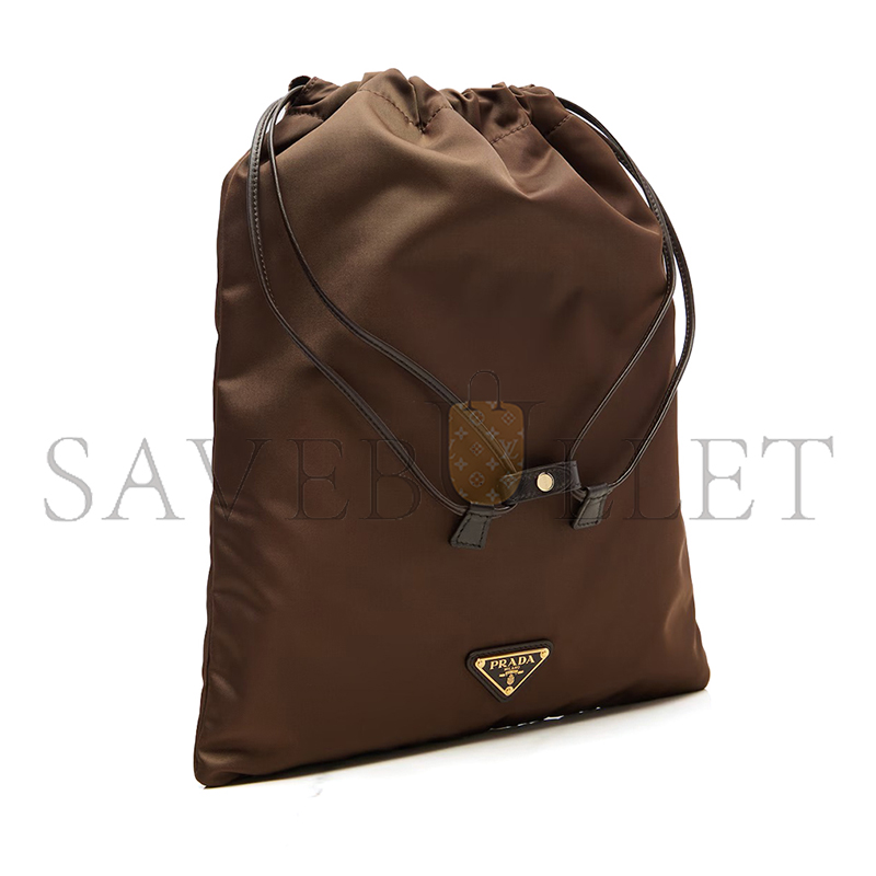 PRADA WISH LEATHER-TRIMMED RE-NYLON POUCH 1NK001 (35*29cm)